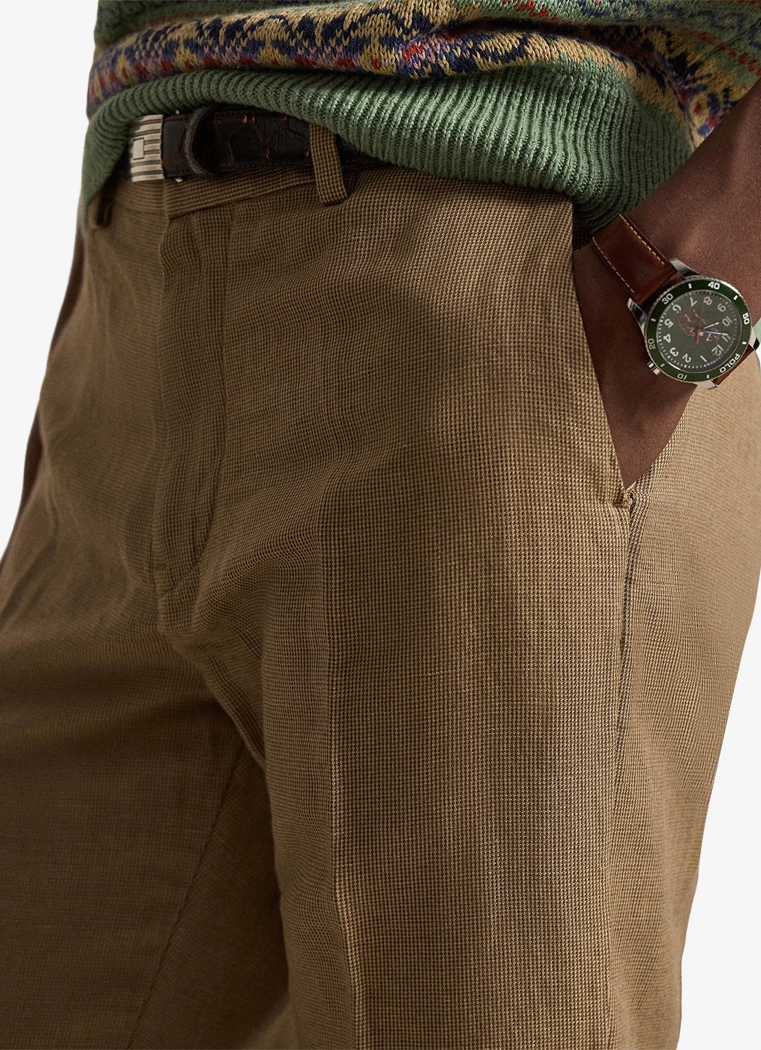 Ralph Lauren Straight fit chino in linnenblend - detail 4 vintage khaki mini hounds