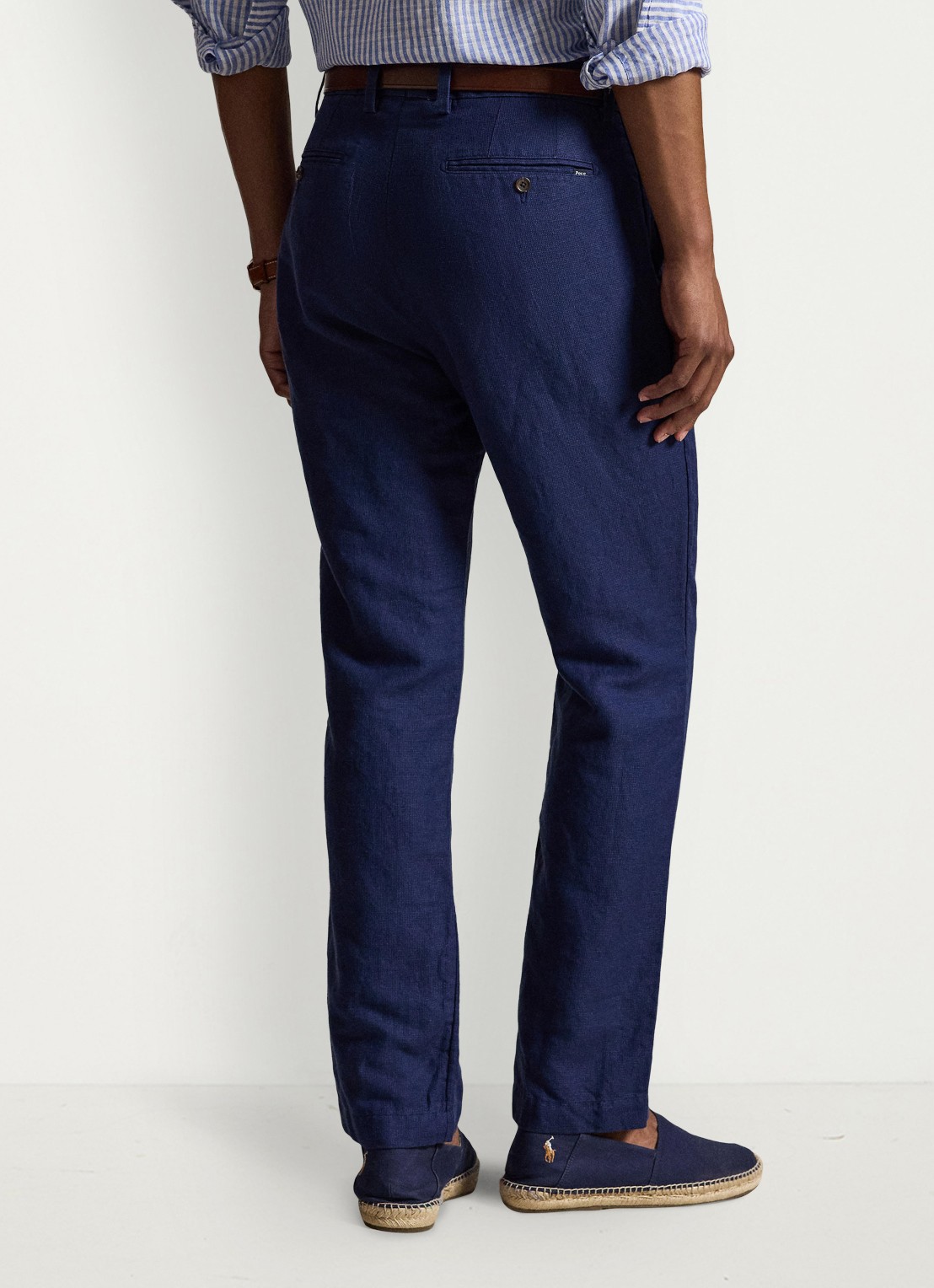 Ralph Lauren Straight fit chino in linnenblend - achterkant 5 newport navy mini houndstooth