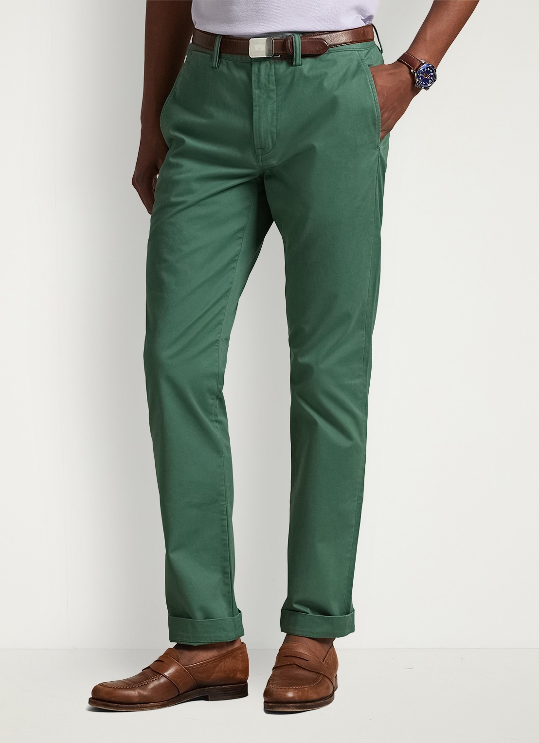 Ralph Lauren Straight fit chino met steekzakken - detail 4 washed forest / groen