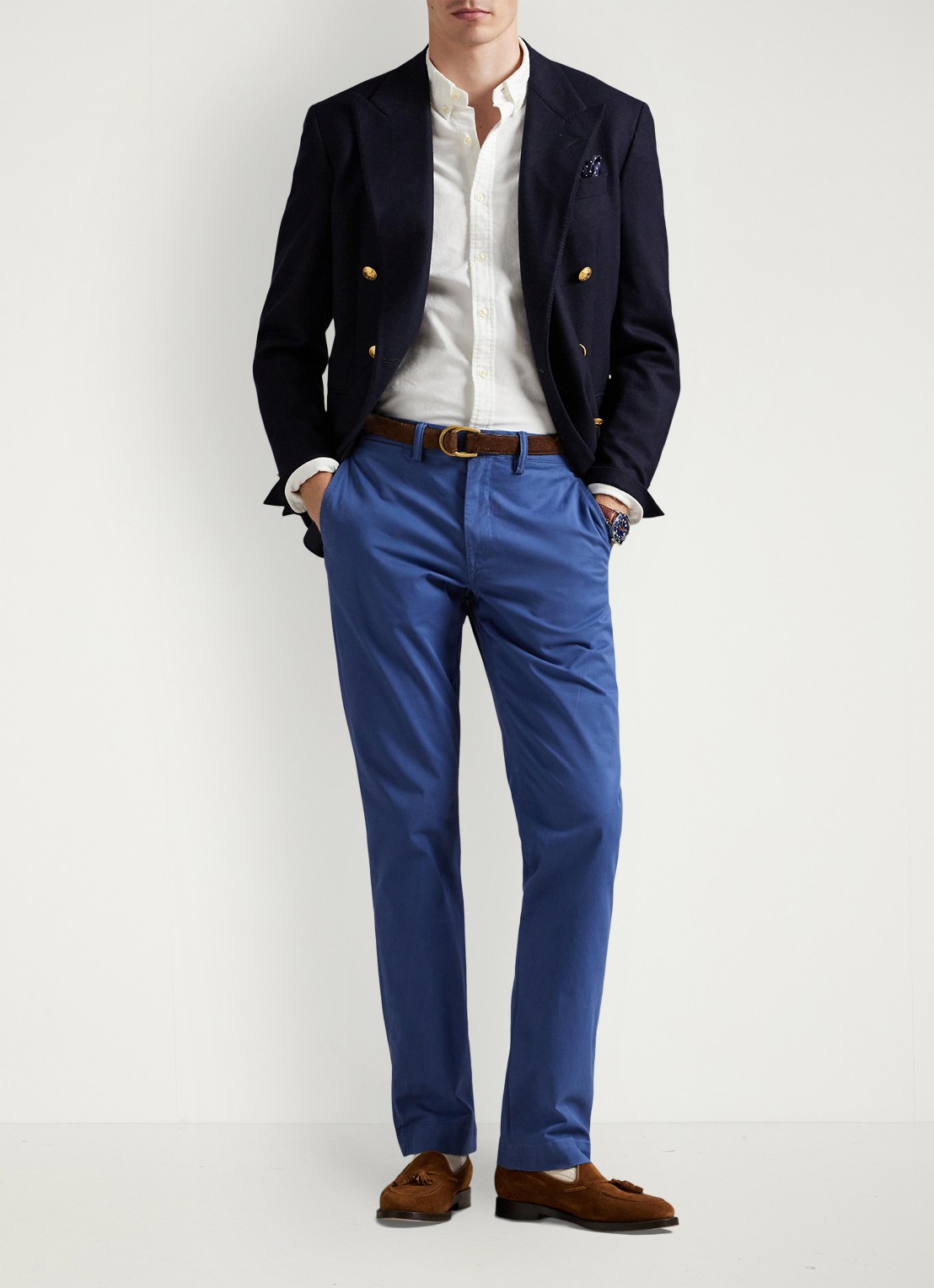 Ralph Lauren Straight fit chino met steekzakken - voorkant 5 old royal / blauw