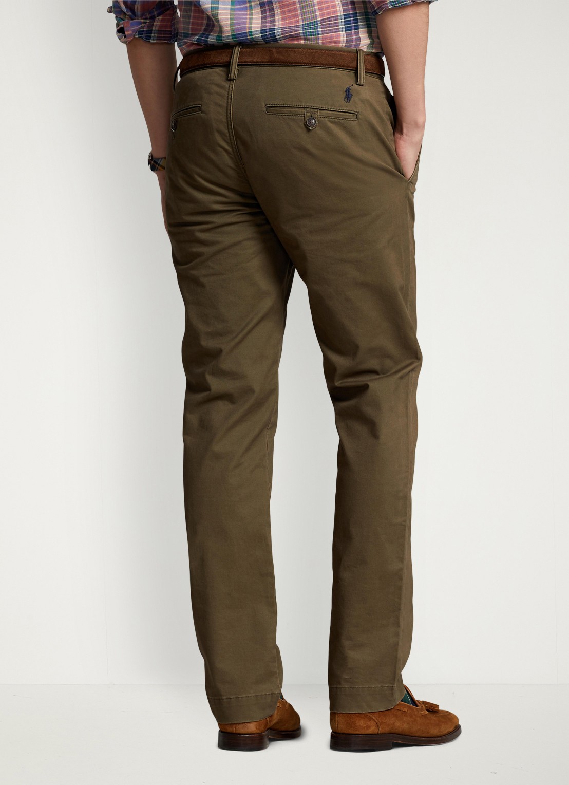 Ralph Lauren Straight fit chino met steekzakken - achterkant canopy olive / olijfgroen