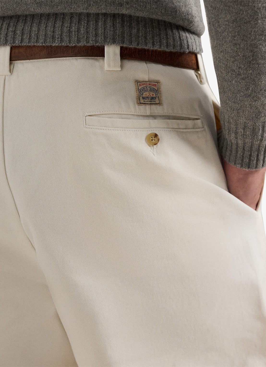 Ralph Lauren Straight fit chino met steekzakken - detail 5 deckwash white / wit