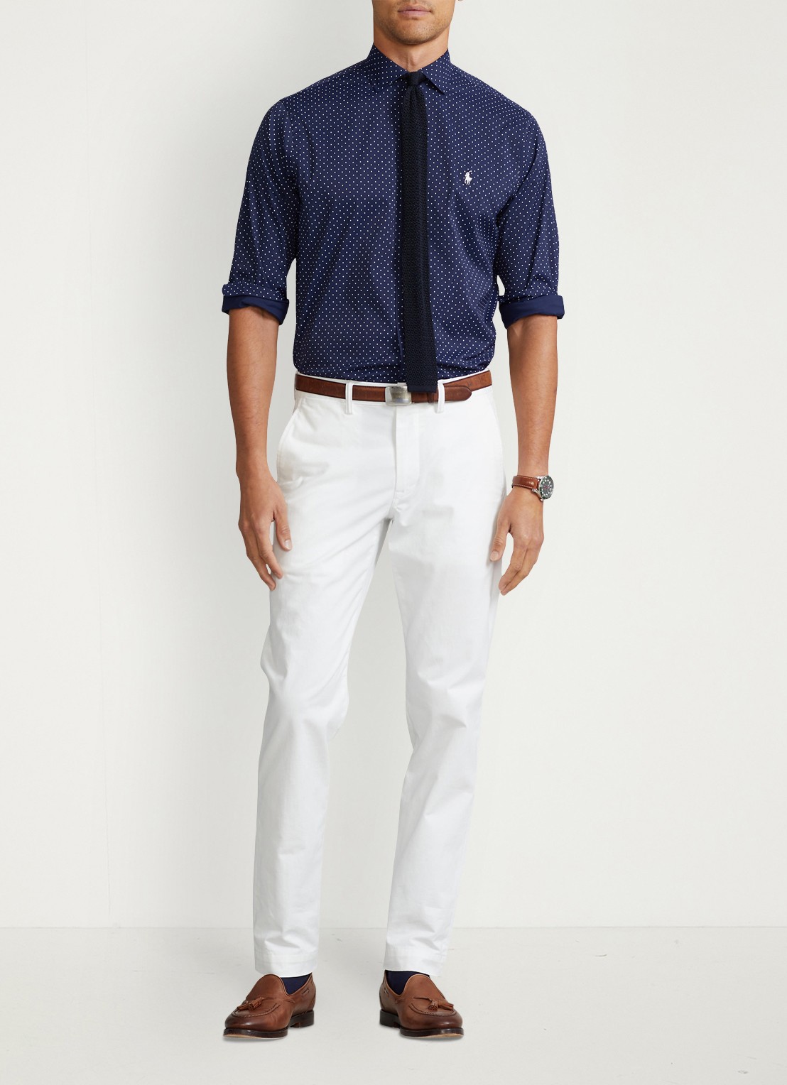 Ralph Lauren Straight fit chino met steekzakken - voorkant 3 ceramic white / wit