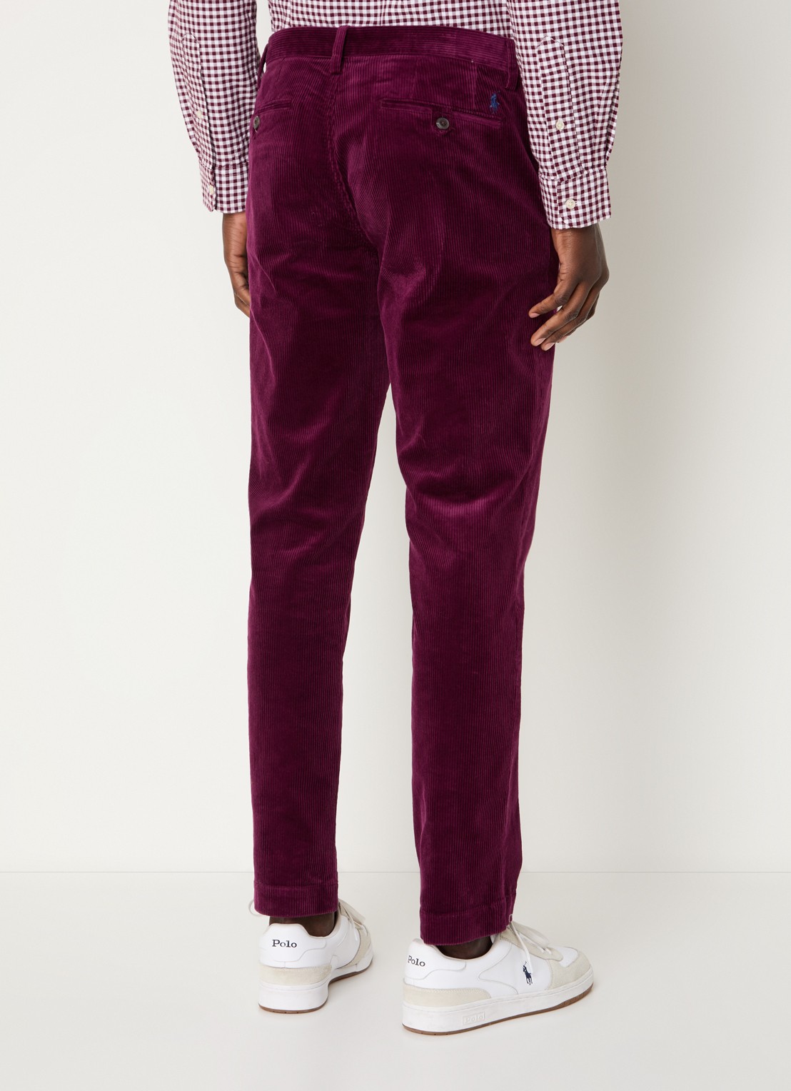 Ralph Lauren Straight fit chino van corduroy met stretch - achterkant aubergine