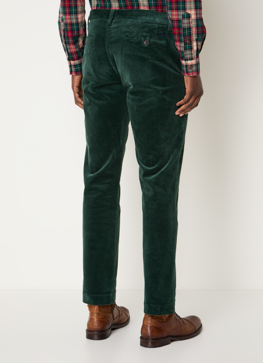 Ralph Lauren Straight fit chino van corduroy met stretch - achterkant donkergroen