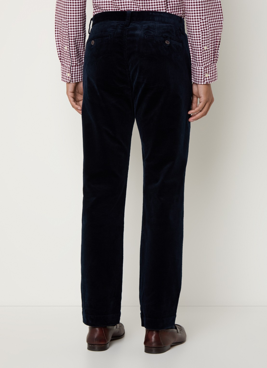 Ralph Lauren Straight fit chino van corduroy met stretch - achterkant 3 donkerblauw