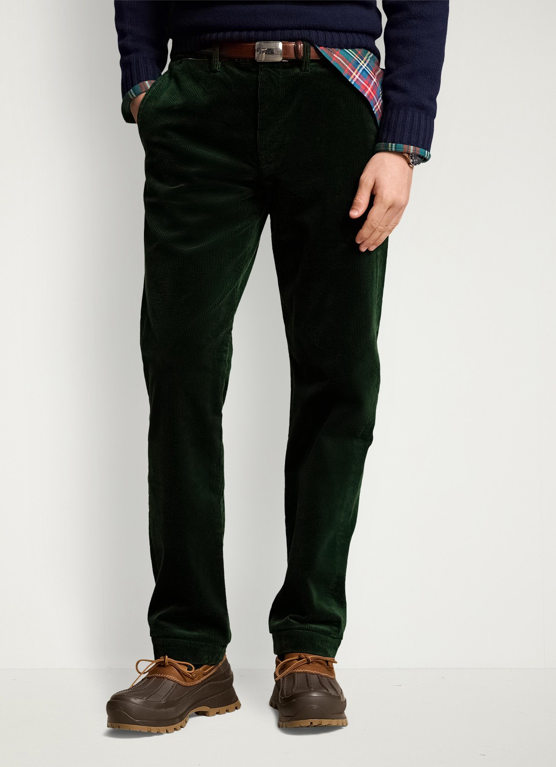 Ralph Lauren Straight fit chino van corduroy met stretch - detail 3 college green / donkergroen