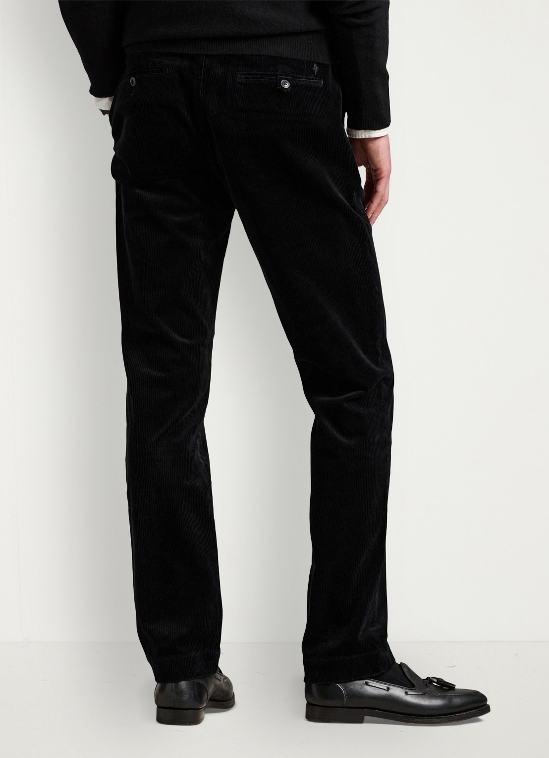 Ralph Lauren Straight fit chino van corduroy met stretch - achterkant 5 polo black / zwart