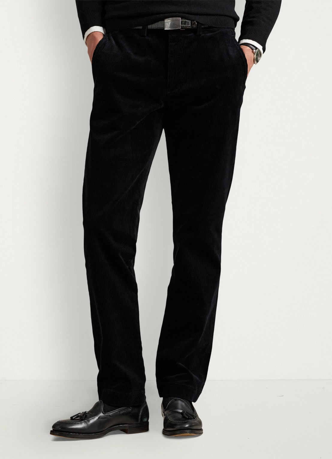 Ralph Lauren Straight fit chino van corduroy met stretch - detail polo black / zwart
