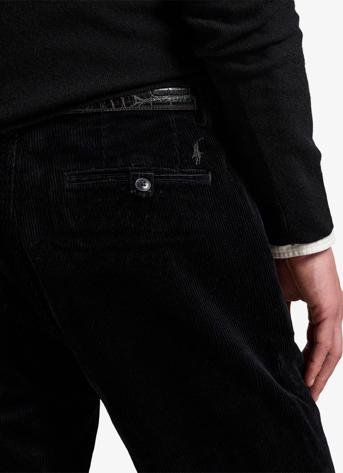 Ralph Lauren Straight fit chino van corduroy met stretch - detail 2 polo black / zwart