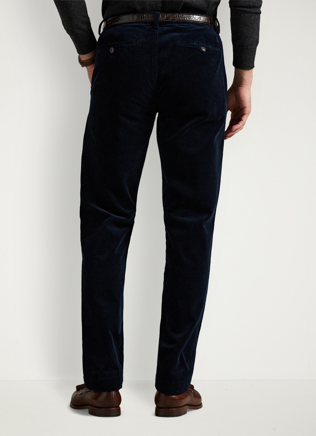 Ralph Lauren Straight fit chino van corduroy met stretch - achterkant 5 aviator navy / donkerblauw