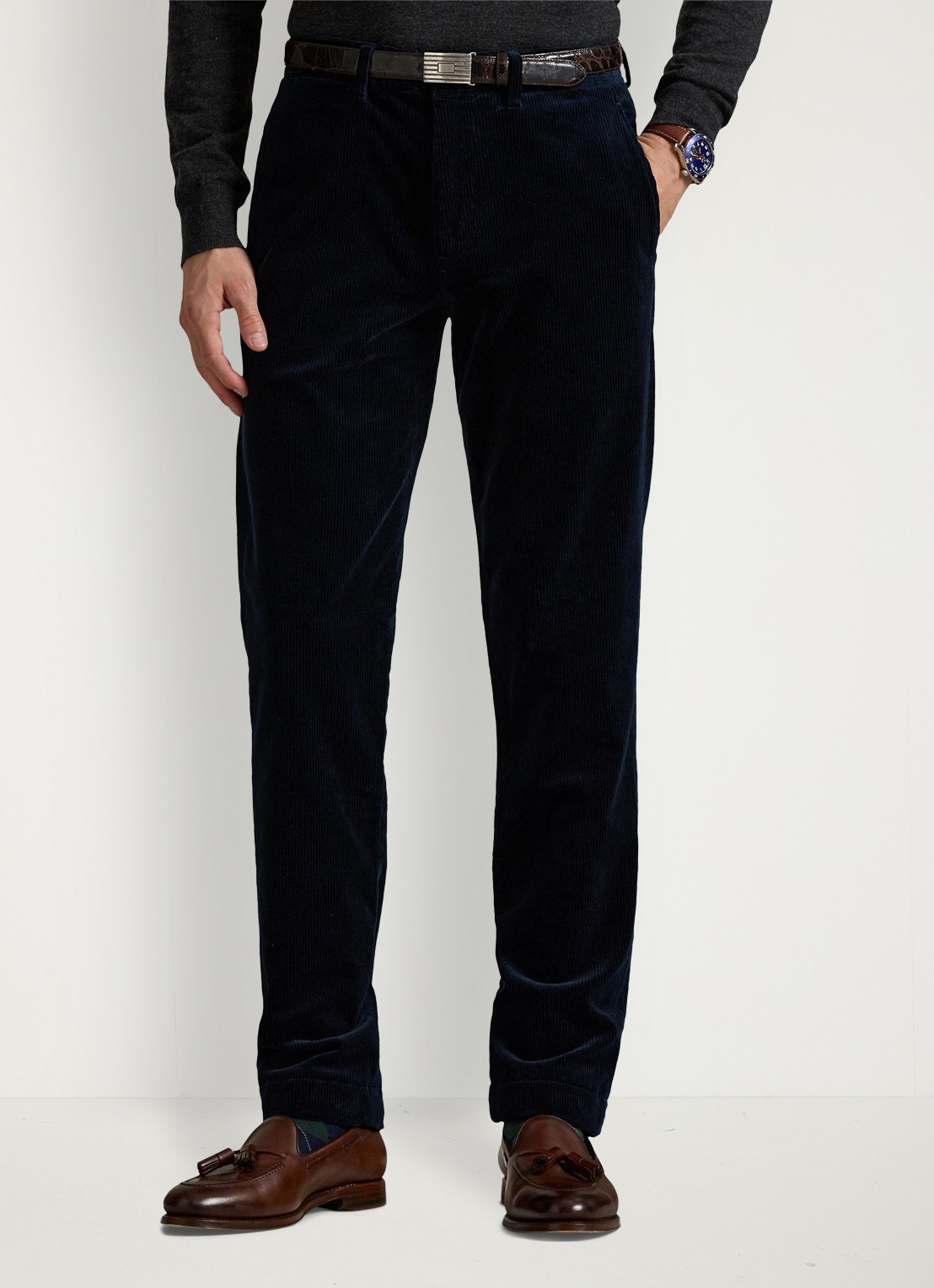 Ralph Lauren Straight fit chino van corduroy met stretch - detail 3 aviator navy / donkerblauw