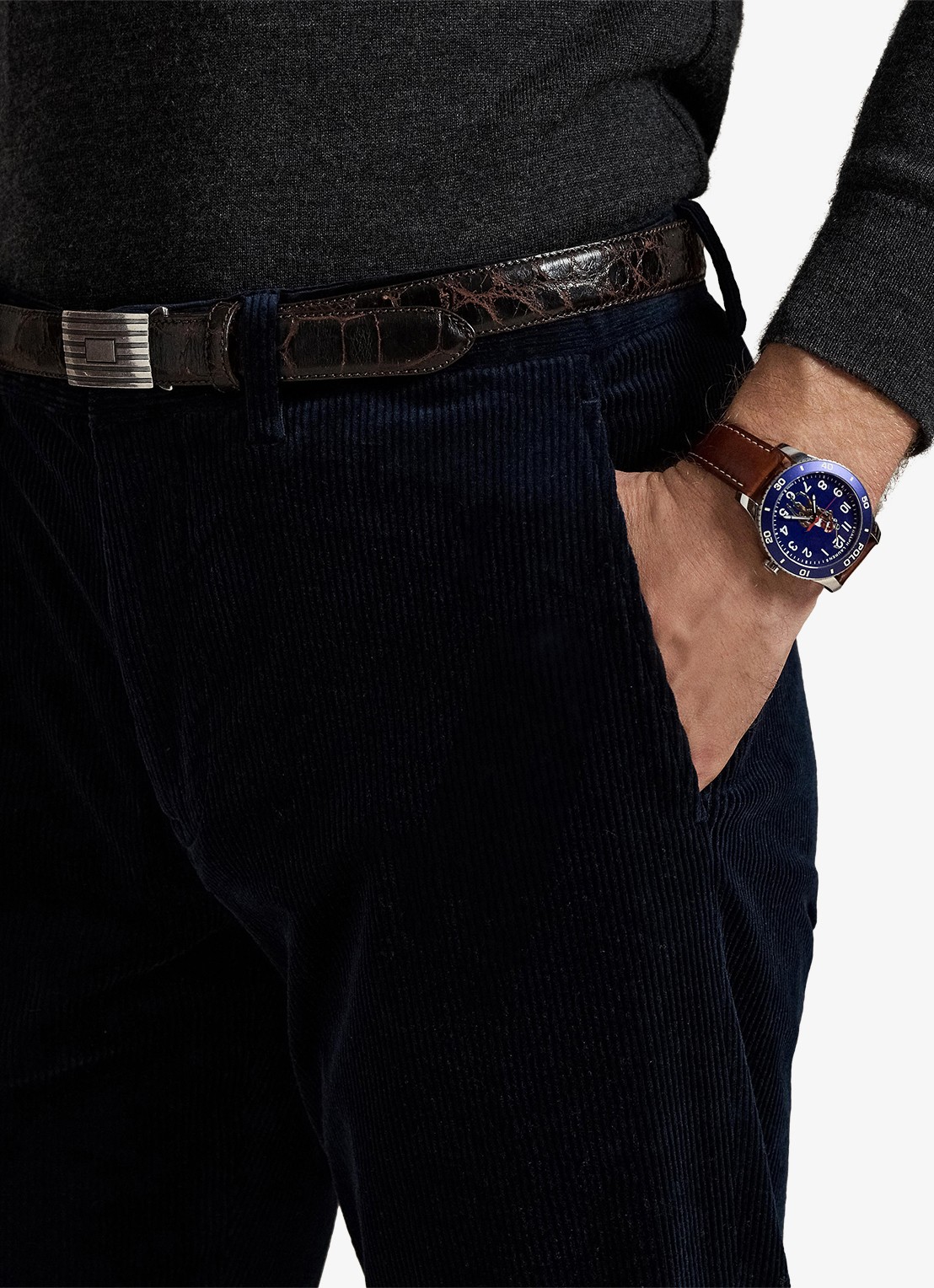 Ralph Lauren Straight fit chino van corduroy met stretch - detail 4 aviator navy / donkerblauw