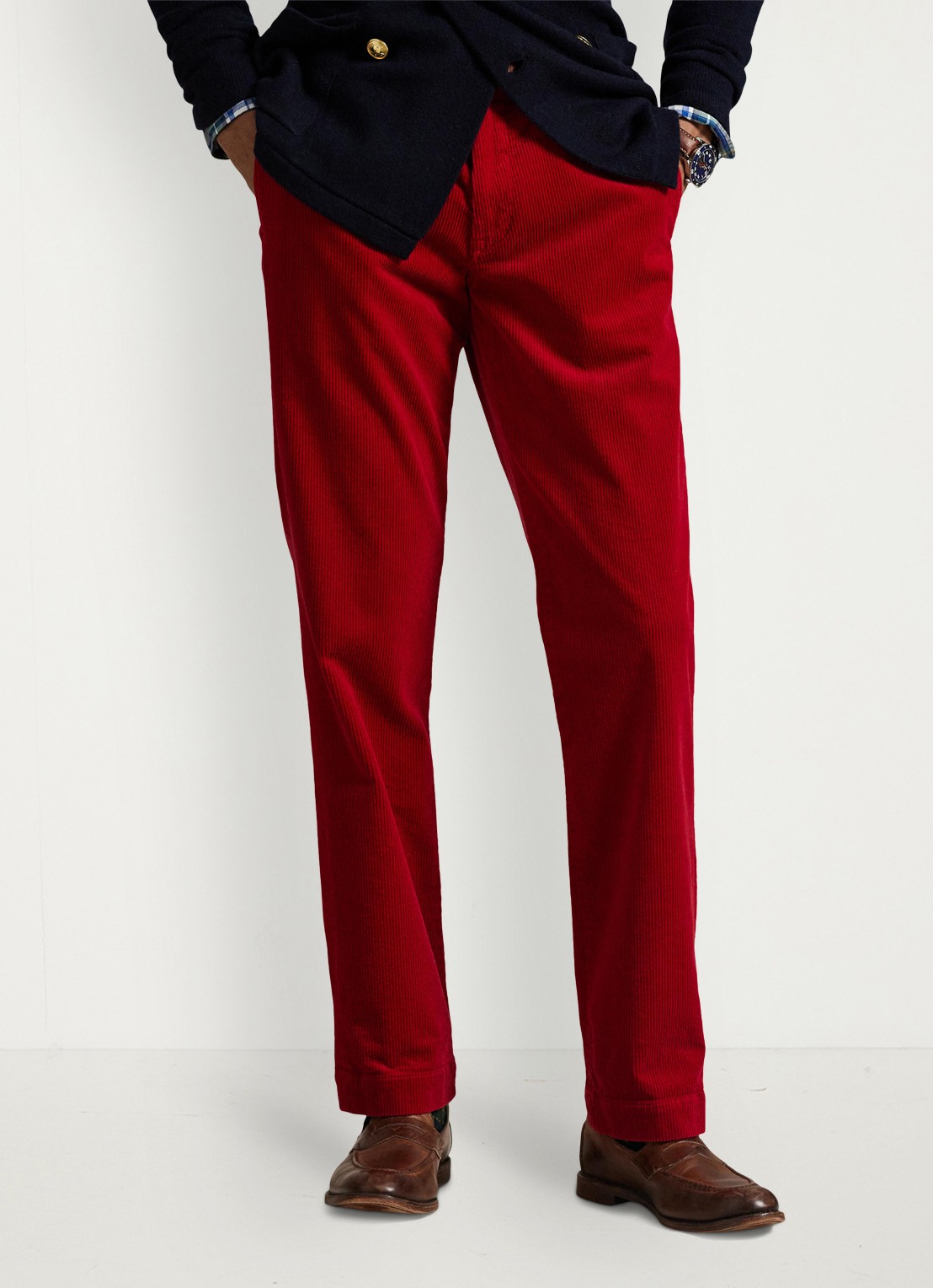 Ralph Lauren Straight fit chino van corduroy met stretch - detail ralph red x-42x9 / rood