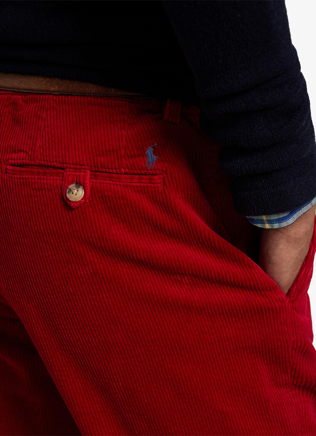 Ralph Lauren Straight fit chino van corduroy met stretch - detail 2 ralph red x-42x9 / rood