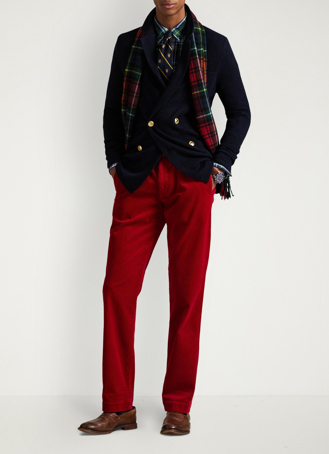 Ralph Lauren Straight fit chino van corduroy met stretch - voorkant 4 ralph red x-42x9 / rood