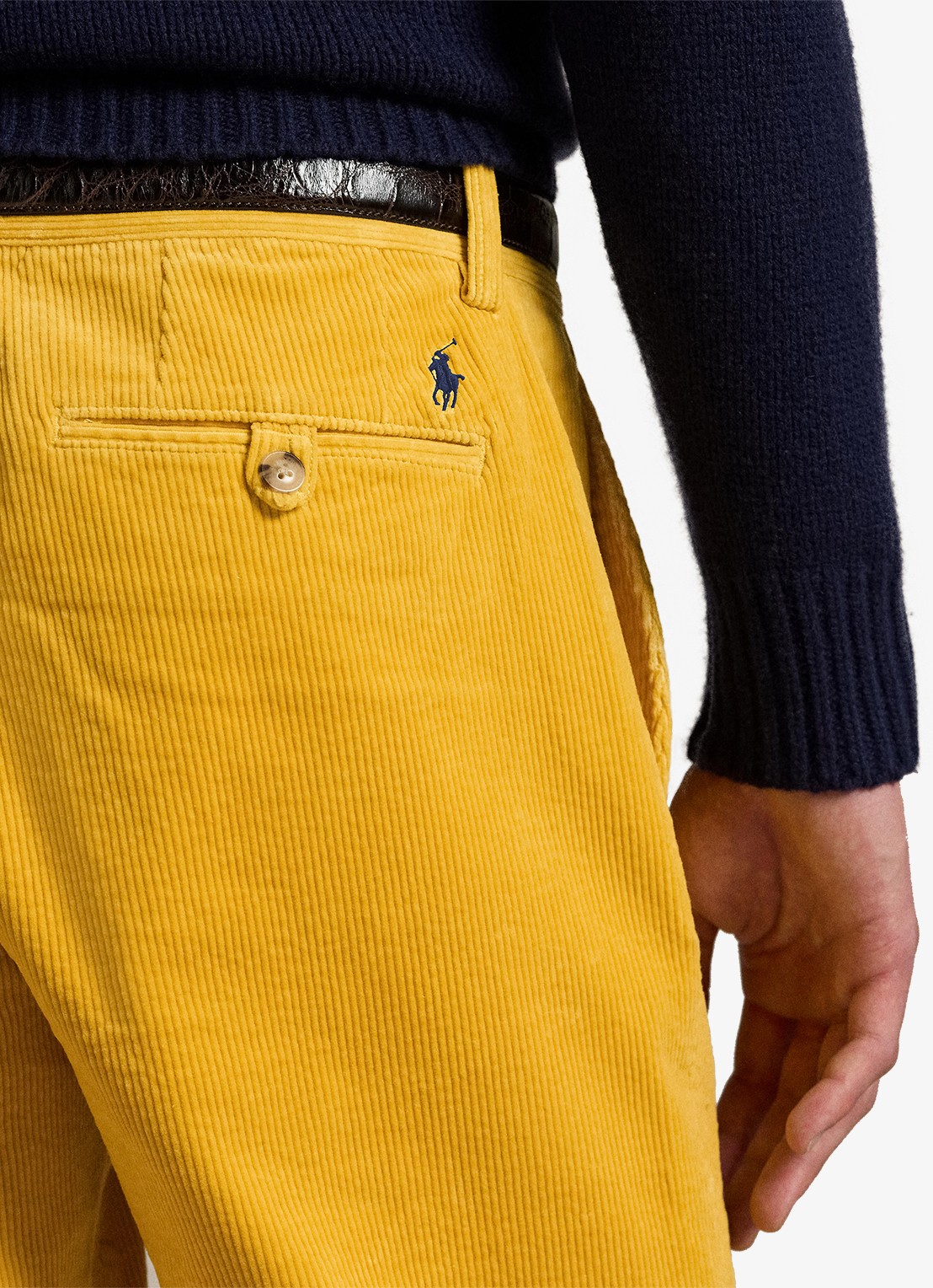 Ralph Lauren Straight fit chino van corduroy met stretch - detail 4 charles yellow / geel