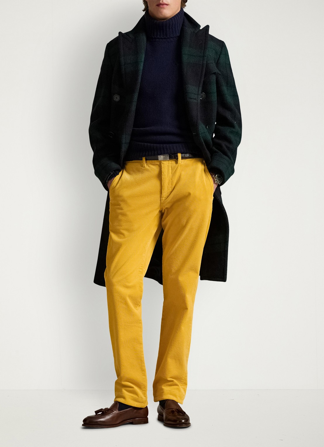 Ralph Lauren Straight fit chino van corduroy met stretch - voorkant 2 charles yellow / geel