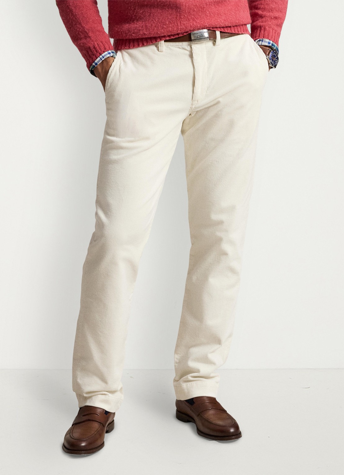 Ralph Lauren Straight fit chino van corduroy met stretch - detail 3 warm white / gebroken wit