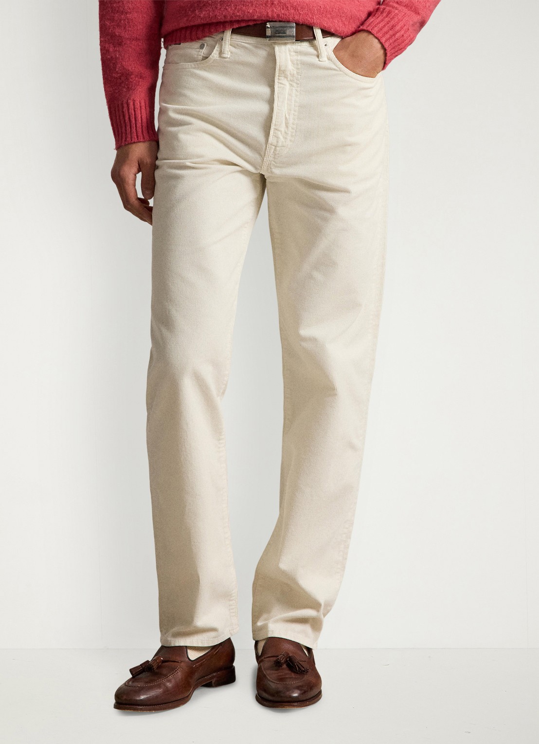 Ralph Lauren Straight fit chino van corduroy - detail warm white / wit