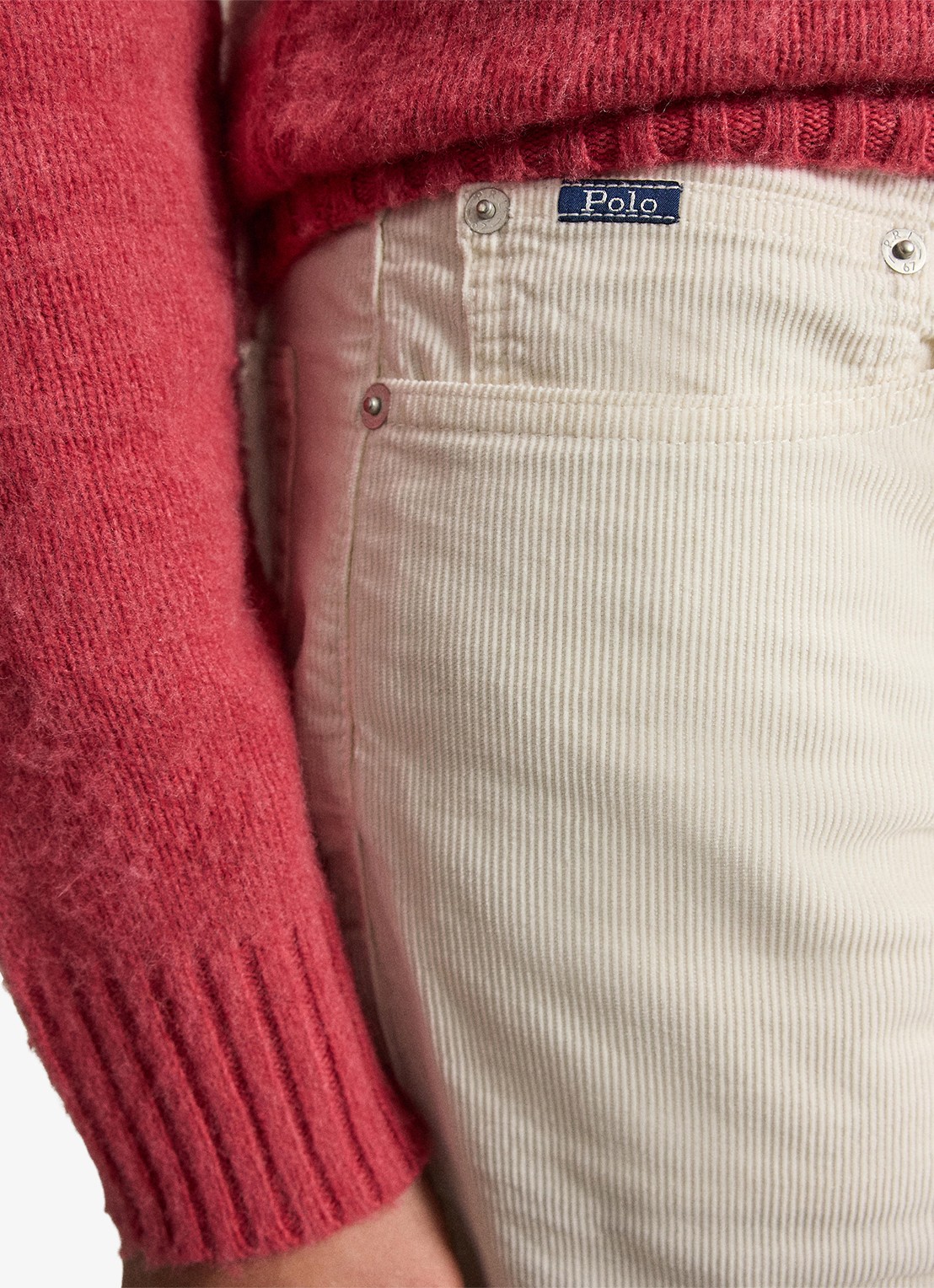 Ralph Lauren Straight fit chino van corduroy - detail 2 warm white / wit