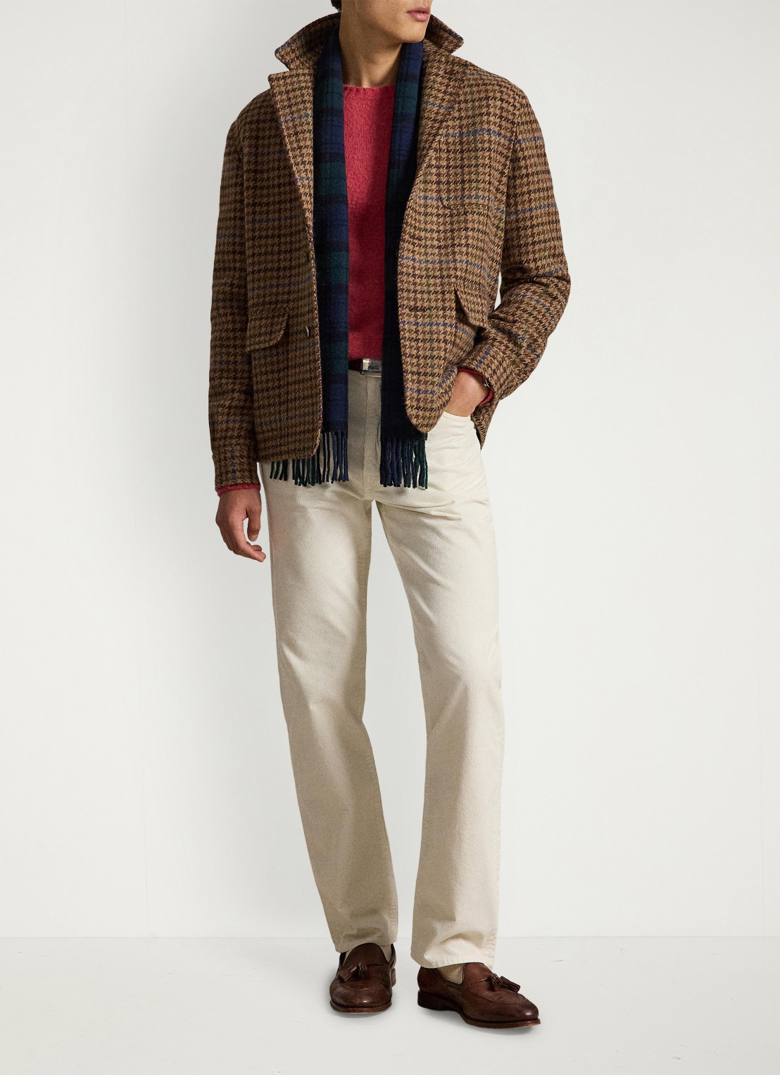 Ralph Lauren Straight fit chino van corduroy - voorkant 5 warm white / wit