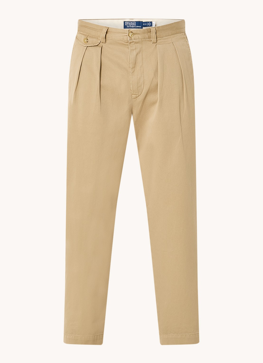 Ralph Lauren Straight fit cropped chino met plooidetail - voorkant 8 rl khaki / khaki