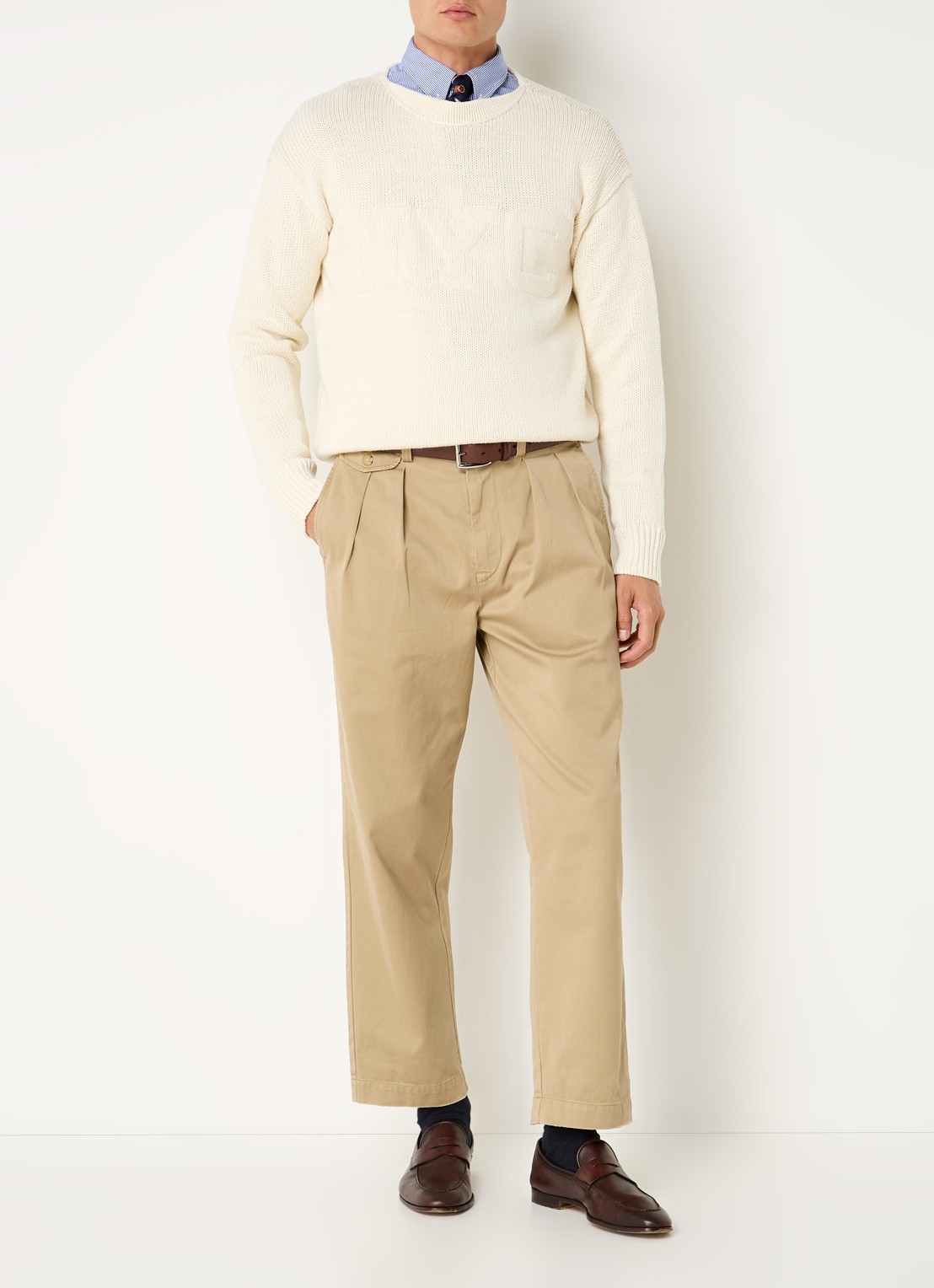 Ralph Lauren Straight fit cropped chino met plooidetail - voorkant 9 rl khaki / khaki