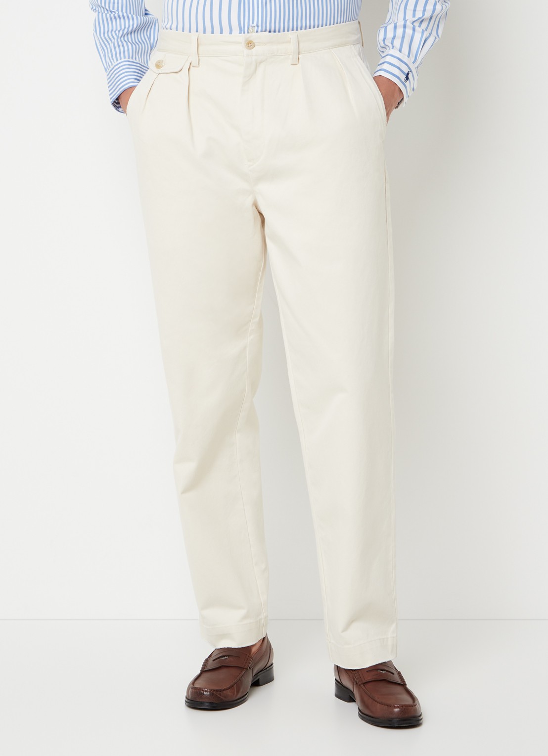 Ralph Lauren Straight fit cropped chino met plooidetail - detail winter cream / creme