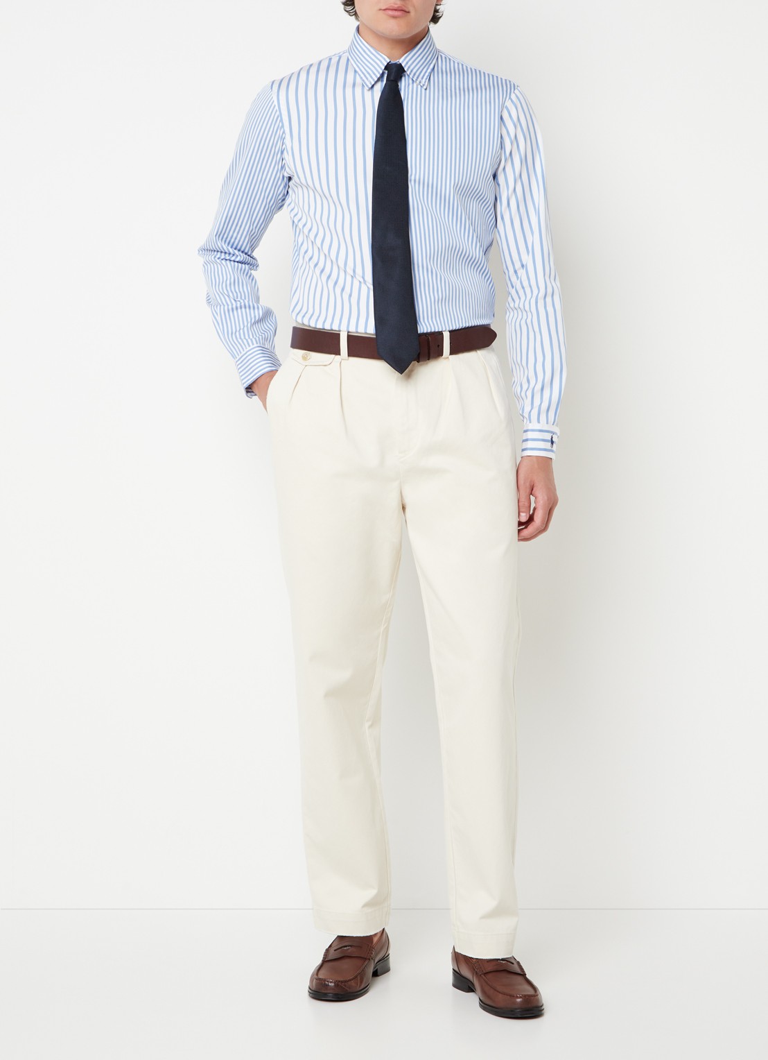 Ralph Lauren Straight fit cropped chino met plooidetail - voorkant 4 winter cream / creme