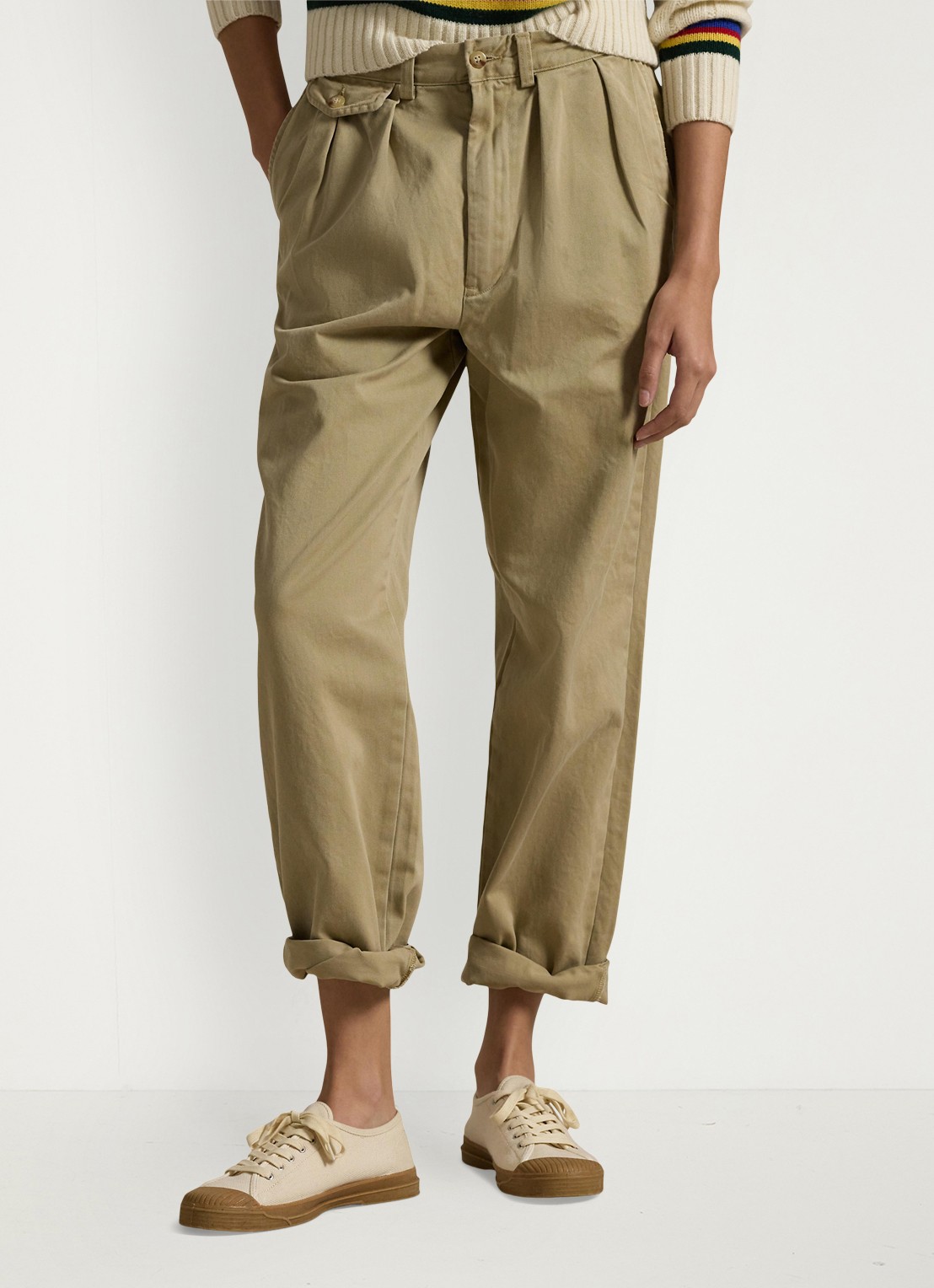Ralph Lauren Straight fit cropped chino met plooidetail - detail 6 rl khaki / khaki