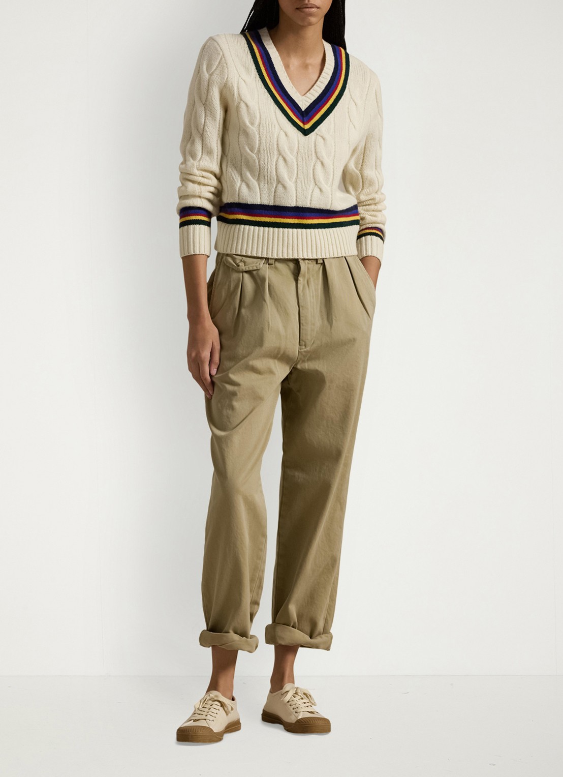Ralph Lauren Straight fit cropped chino met plooidetail - detail 7 rl khaki / khaki