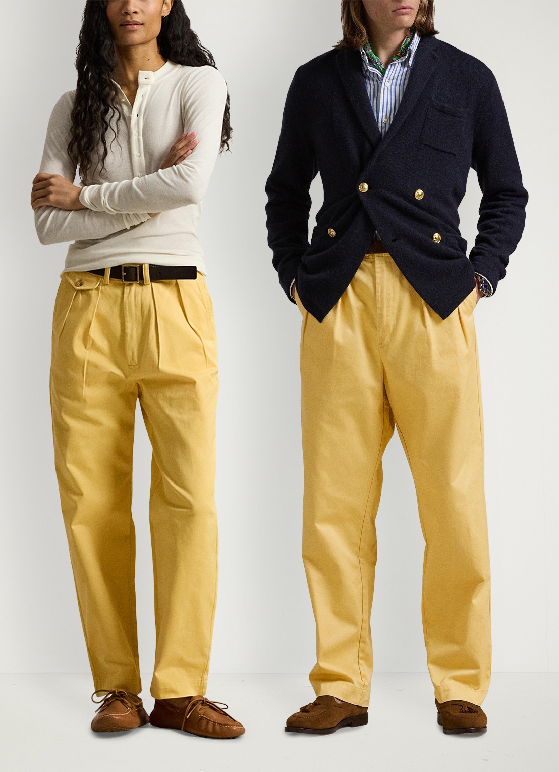 Ralph Lauren Straight fit cropped chino met plooidetail - voorkant 3 corn yellow-30rc