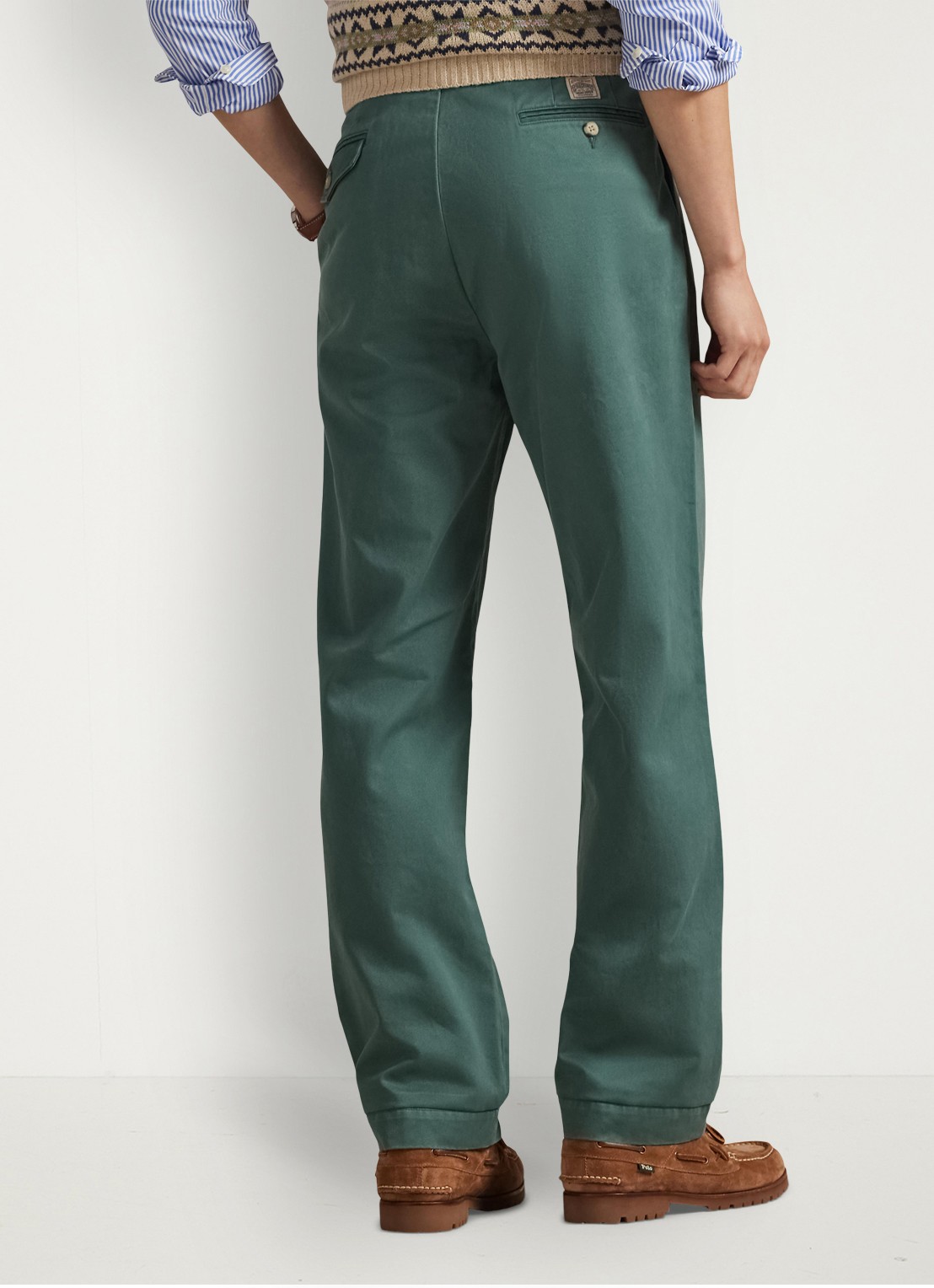 Ralph Lauren Straight fit cropped chino met plooidetail - achterkant 5 groen