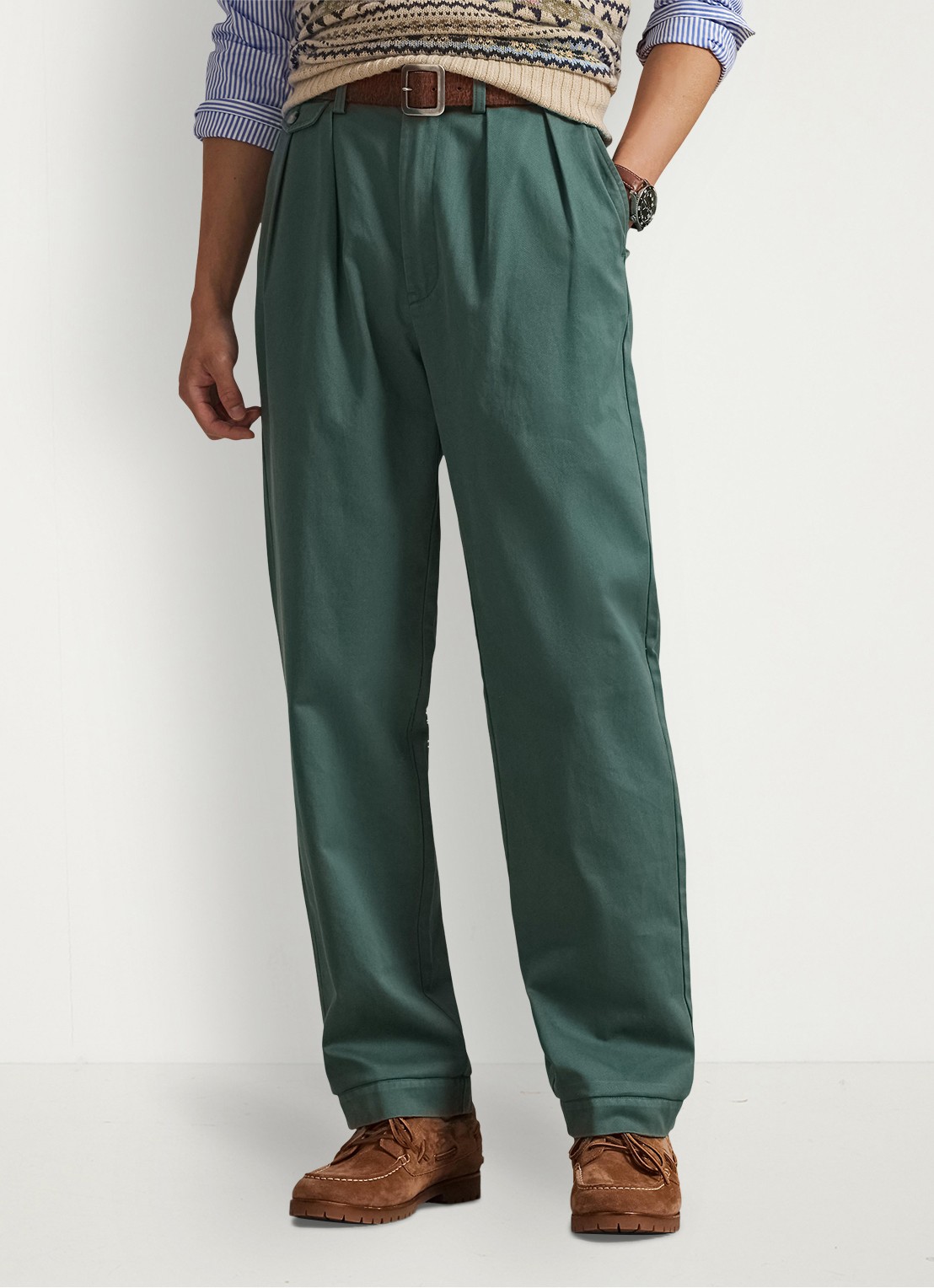 Ralph Lauren Straight fit cropped chino met plooidetail - detail groen