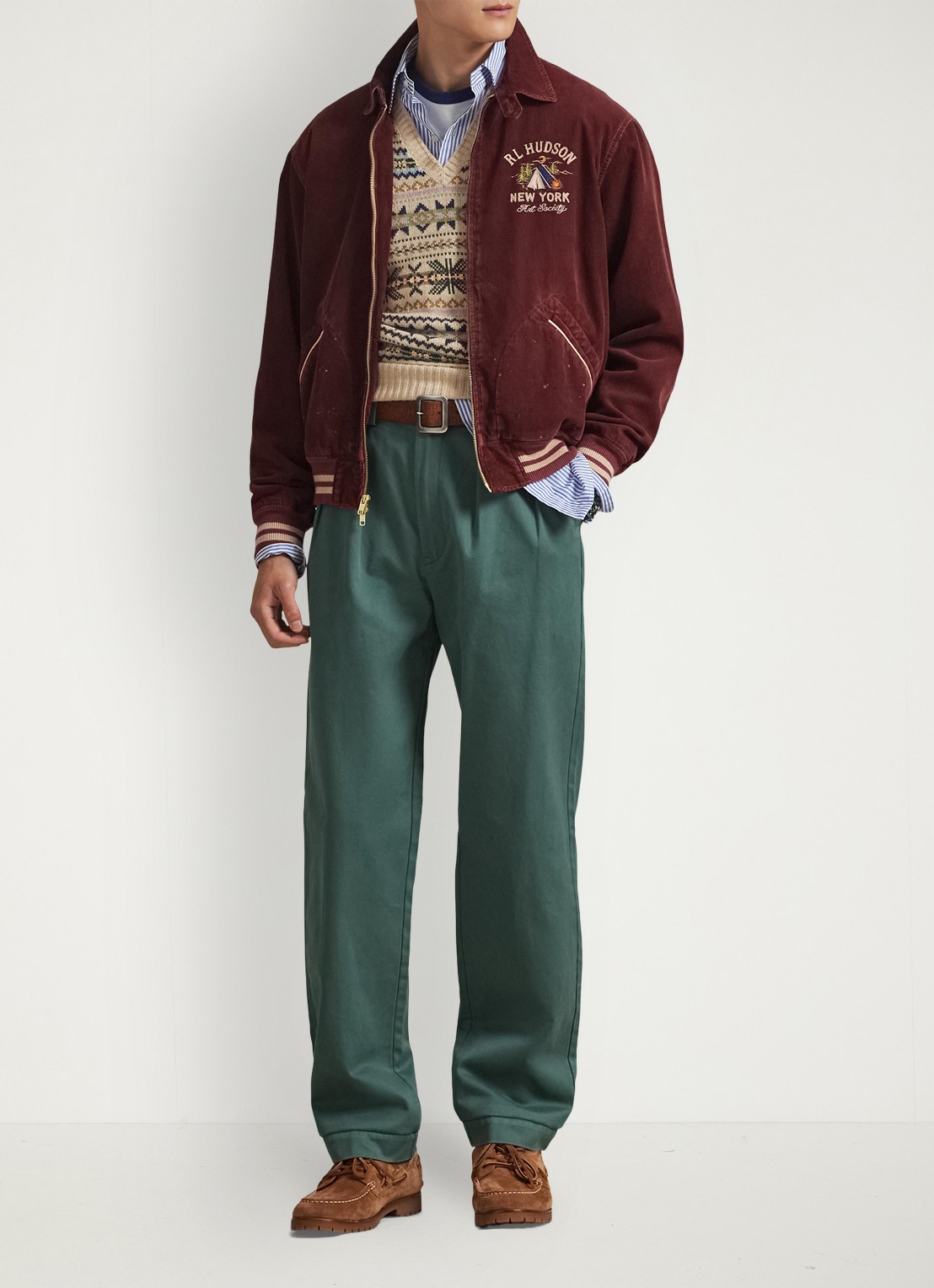 Ralph Lauren Straight fit cropped chino met plooidetail - voorkant 4 groen