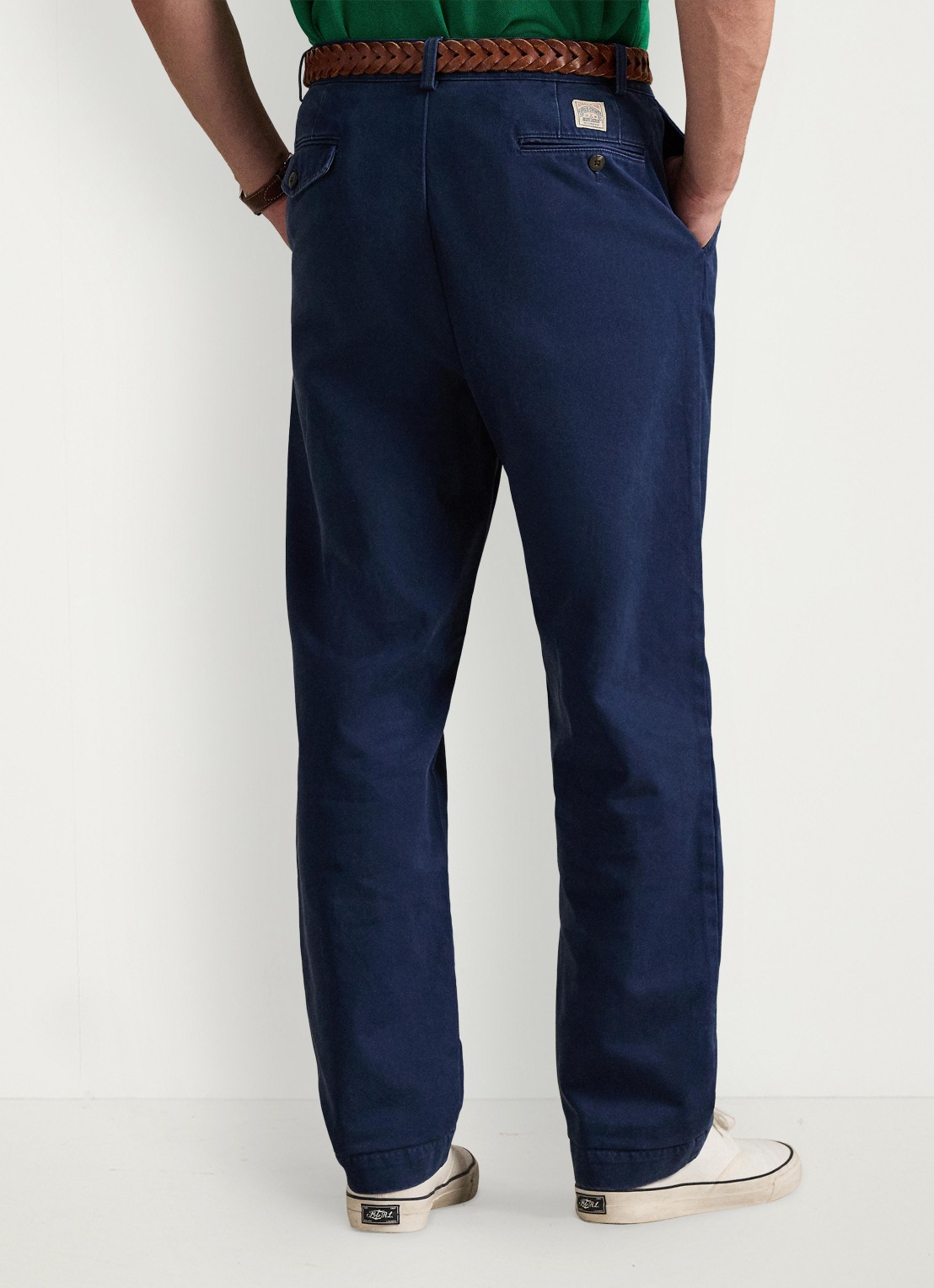 Ralph Lauren Straight fit cropped chino met plooidetail - achterkant 5 washed newport navy / donkerblauw