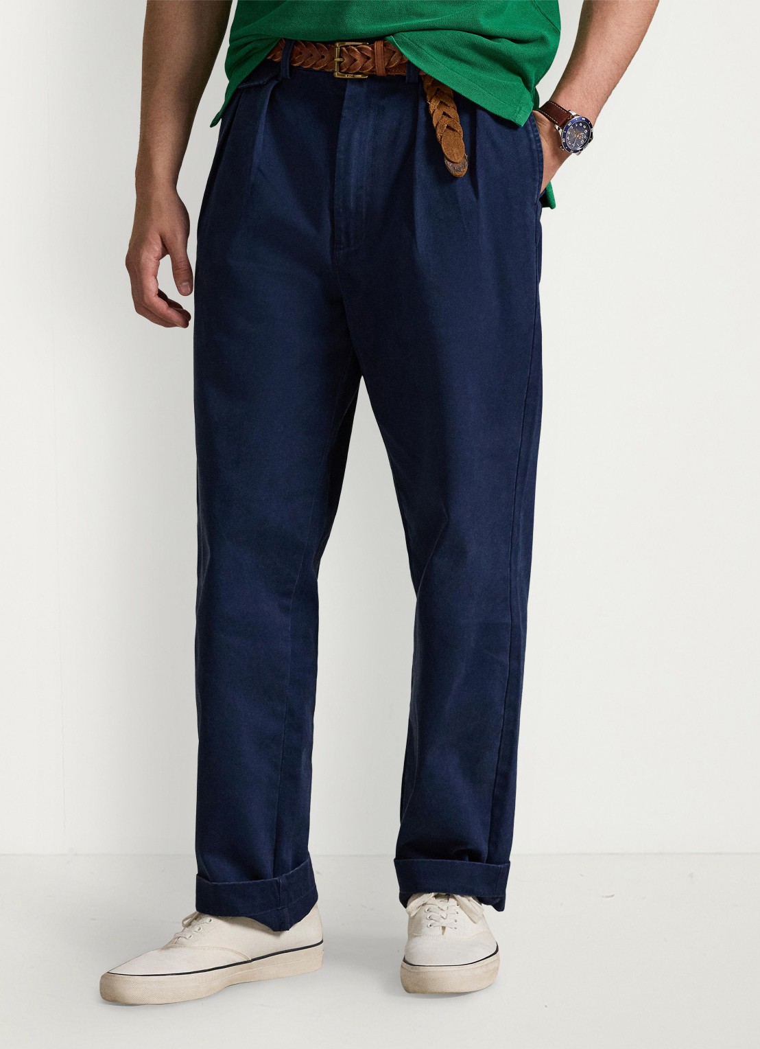 Ralph Lauren Straight fit cropped chino met plooidetail - detail 3 washed newport navy / donkerblauw