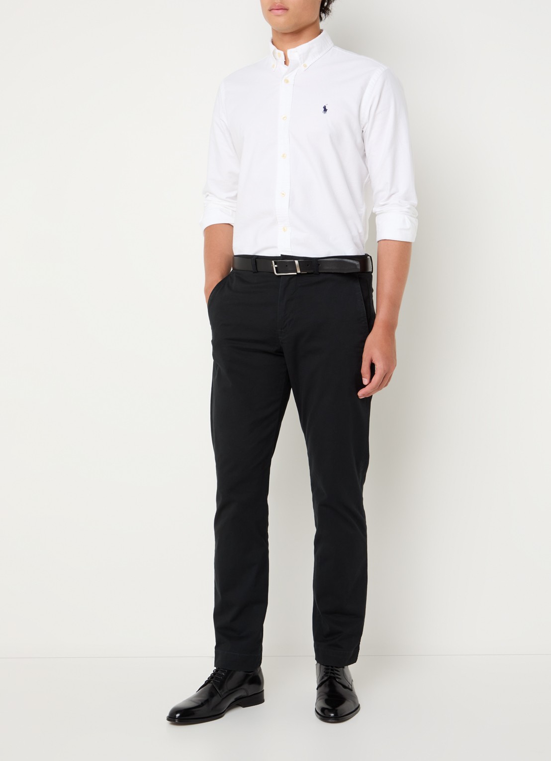 Ralph Lauren Straight fit gewassen chino met stretch - voorkant 2 polo black / zwart