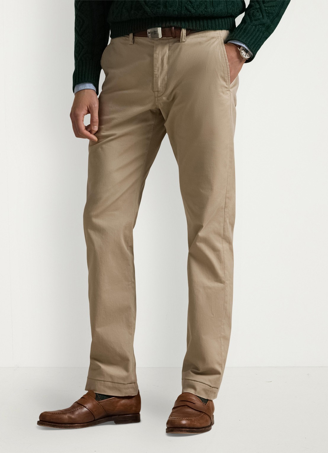 Ralph Lauren Straight fit gewassen chino met stretch - detail 4 khaki tan / beige