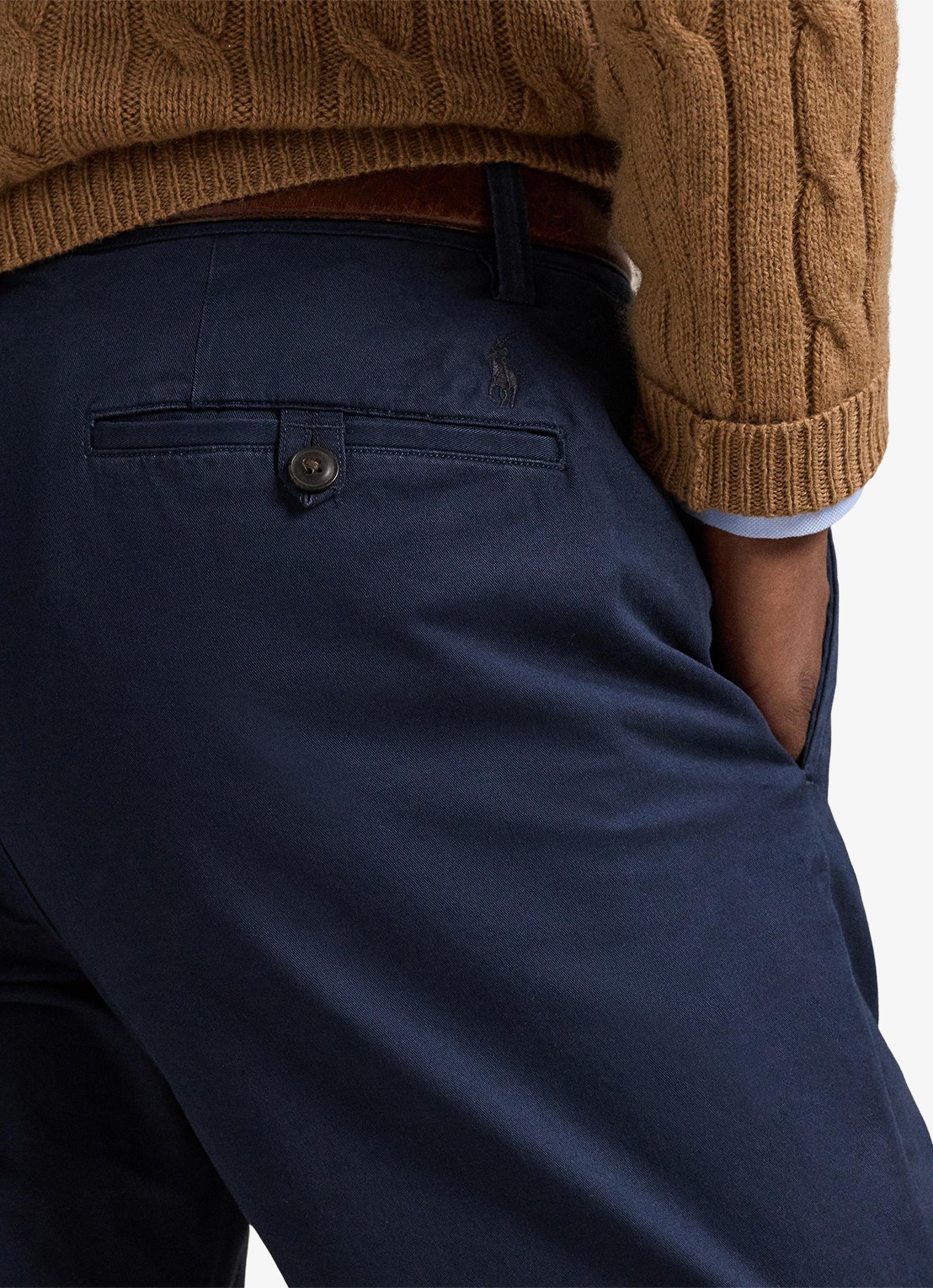 Ralph Lauren Straight fit gewassen chino met stretch - detail 6 nautical ink / blauw