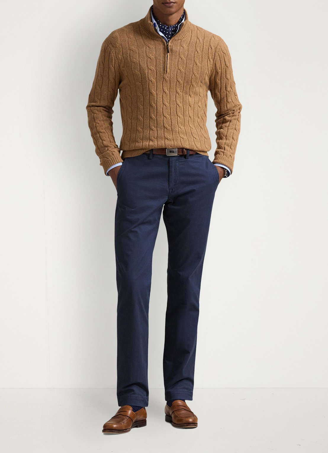 Ralph Lauren Straight fit gewassen chino met stretch - voorkant 3 nautical ink / blauw