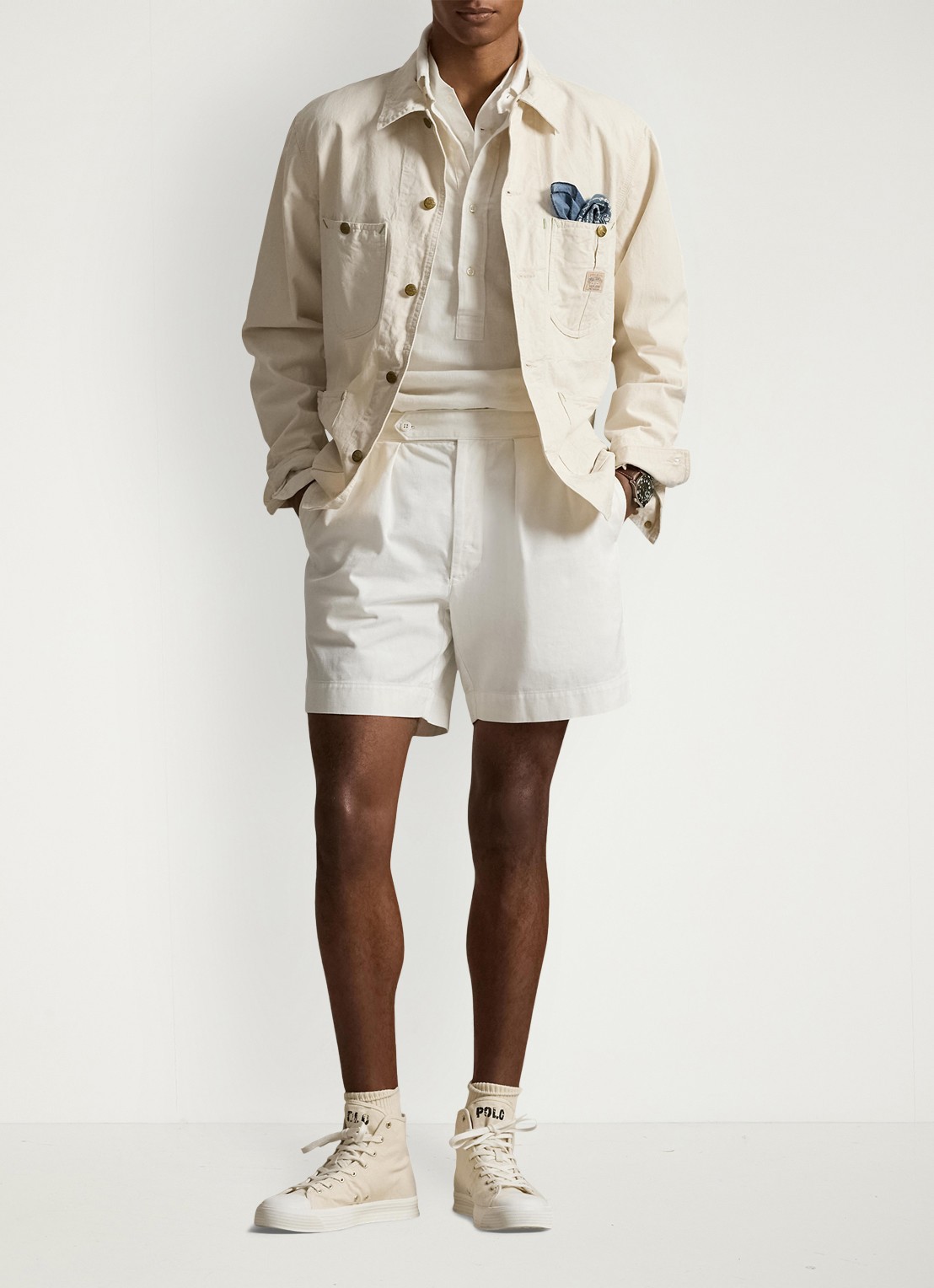 Ralph Lauren Straight fit korte broek met steekzakken - voorkant 2 deckwash white / wit