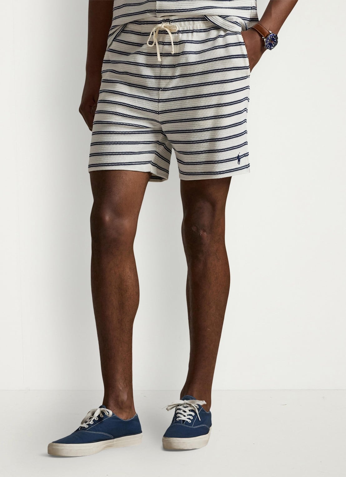 Ralph Lauren Straight fit korte broek met streepprint - detail 2 pale cream/newport navy-zyrs