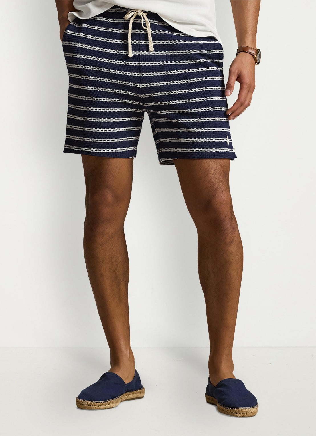 Ralph Lauren Straight fit korte broek met streepprint - detail 4 newport navy/pale cream-zyrr