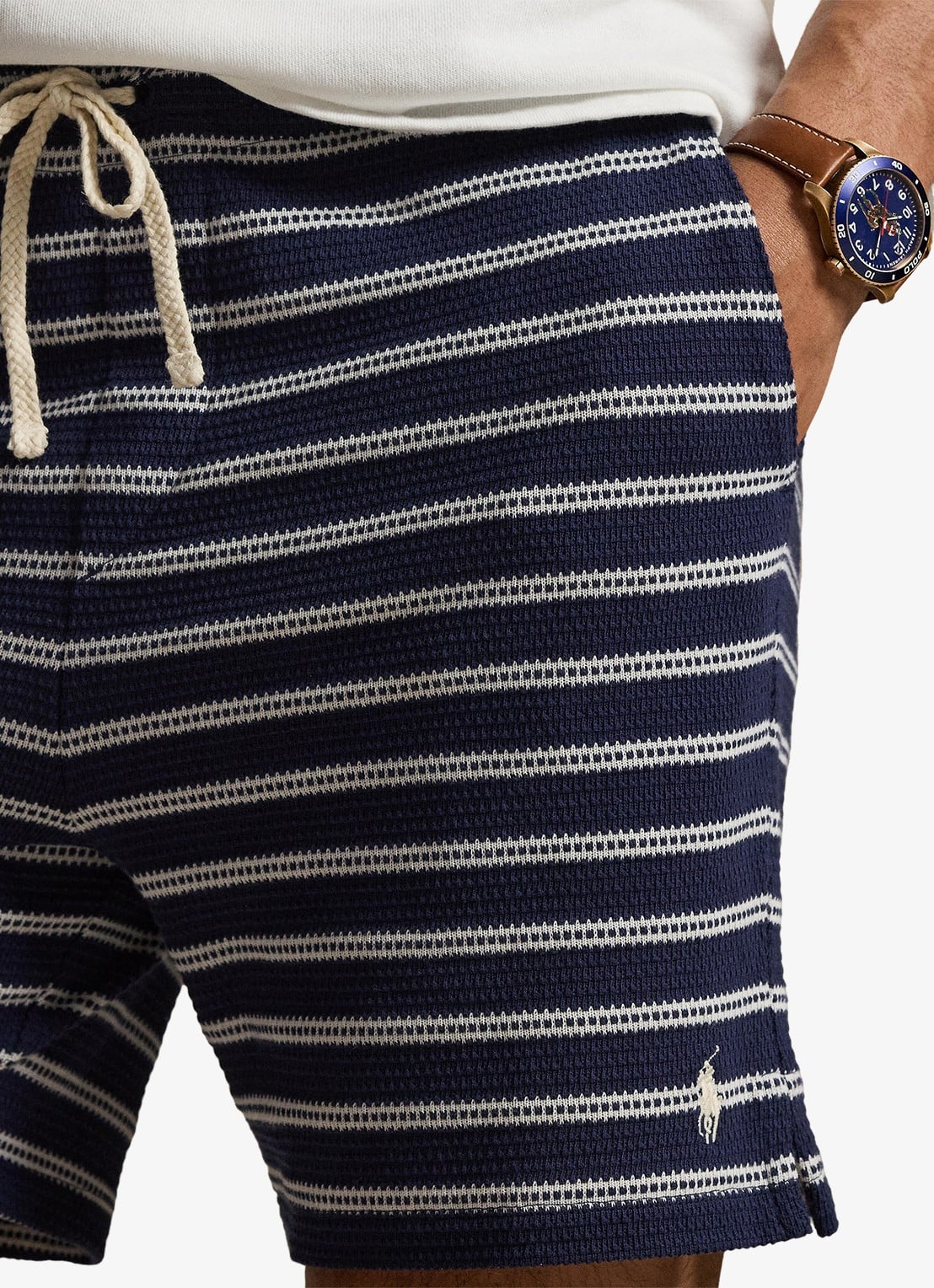 Ralph Lauren Straight fit korte broek met streepprint - detail 5 newport navy/pale cream-zyrr
