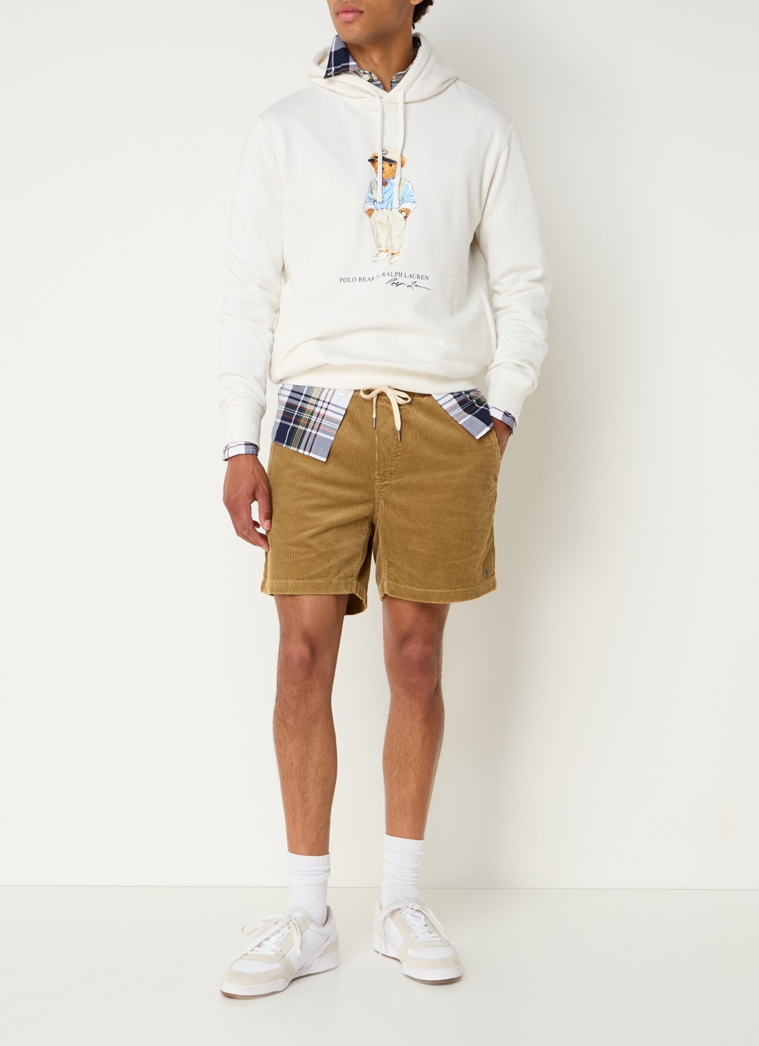 Ralph Lauren Straight fit korte broek van corduroy - voorkant 5 despatch tan / khaki