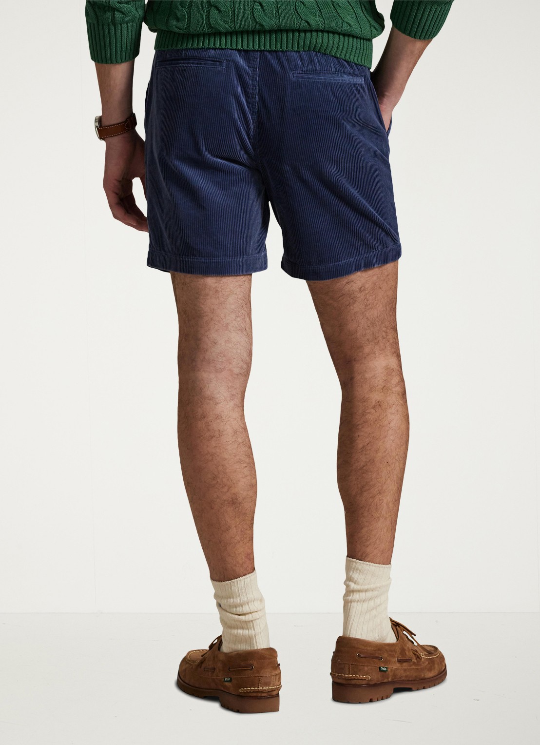 Ralph Lauren Straight fit korte broek van corduroy - achterkant 5 boston navy / donkerblauw
