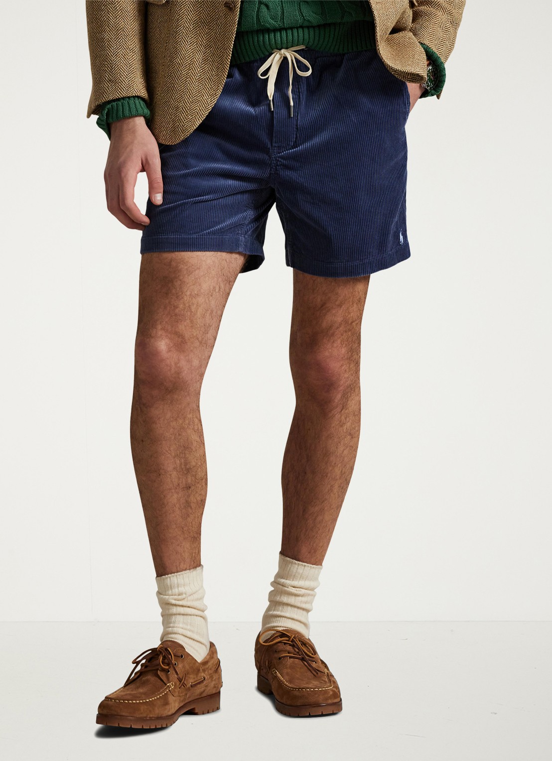 Ralph Lauren Straight fit korte broek van corduroy - detail 3 boston navy / donkerblauw