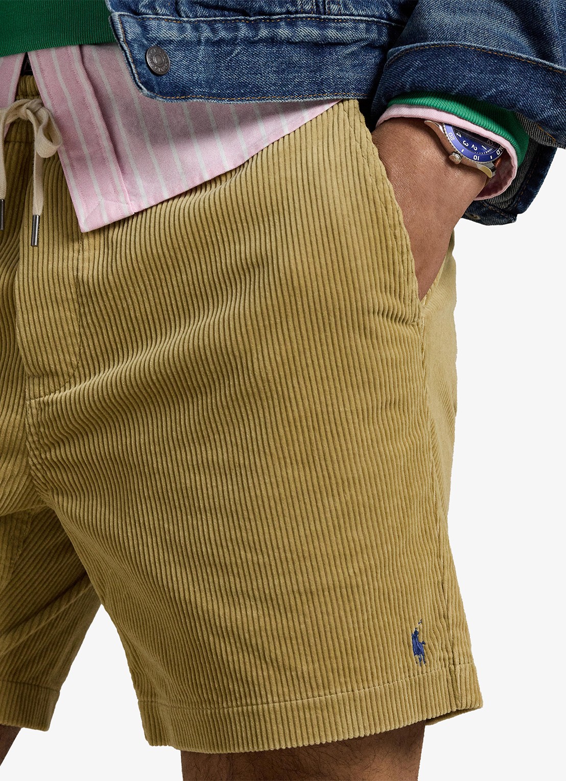 Ralph Lauren Straight fit korte broek van corduroy - detail 4 coastal beige / beige
